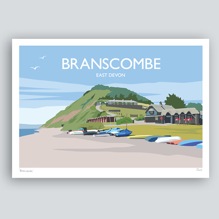 Branscombe landscape art travel print illustration by Julia Seaton