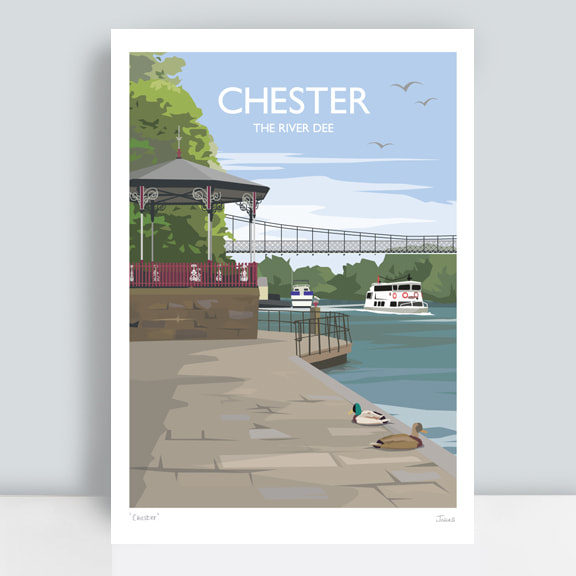 Chester River Dee with barge and bandstand art print