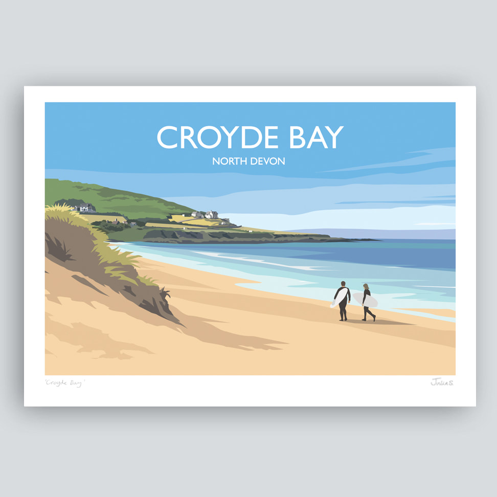 Croyde Bay landscape print by JuliaS Illustration