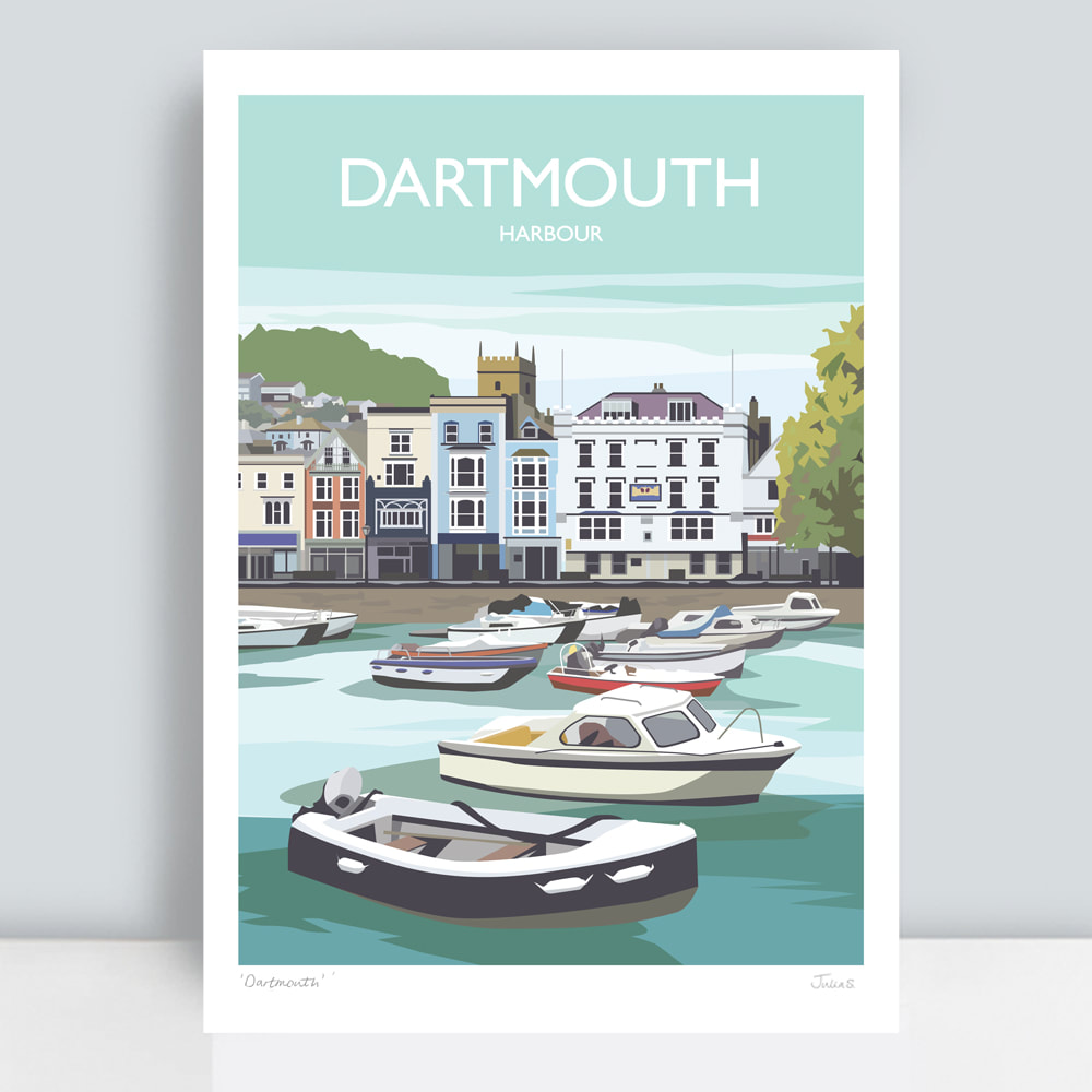 Mint Green Dartmouth travel art print by Julia Seaton