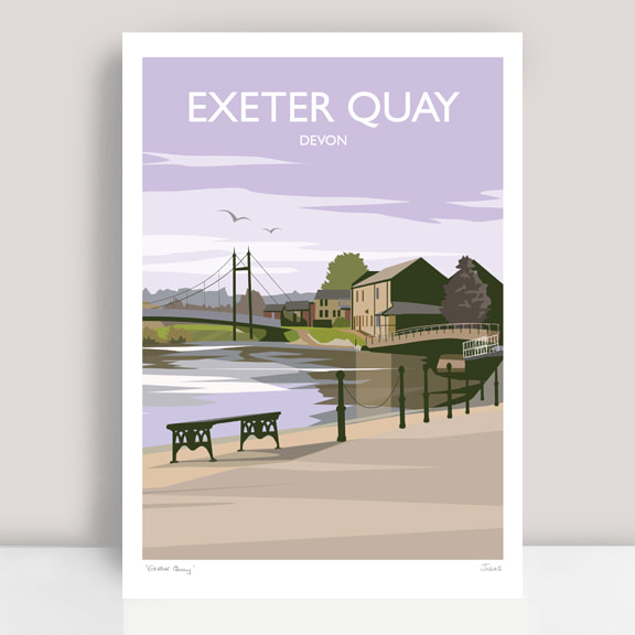 Lilac Exeter Quay Devon Picture travel art print location illustration by Julia Seaton