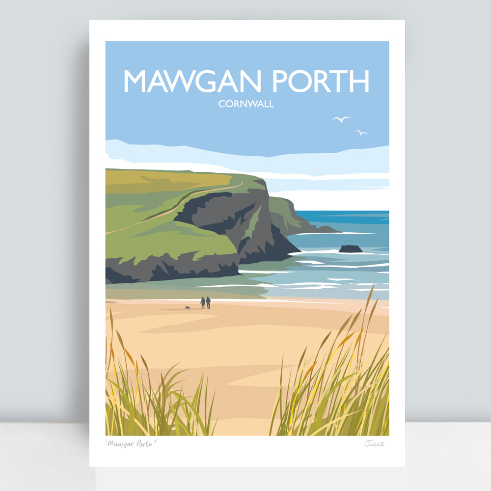 Mawgan Porth Cornwall travel print 
