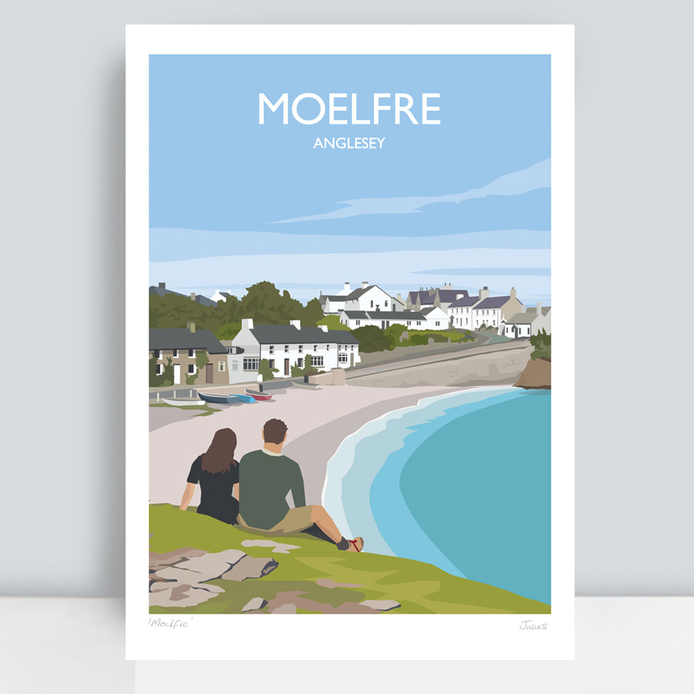 Moelfre travel print illustration by Julia Seaton