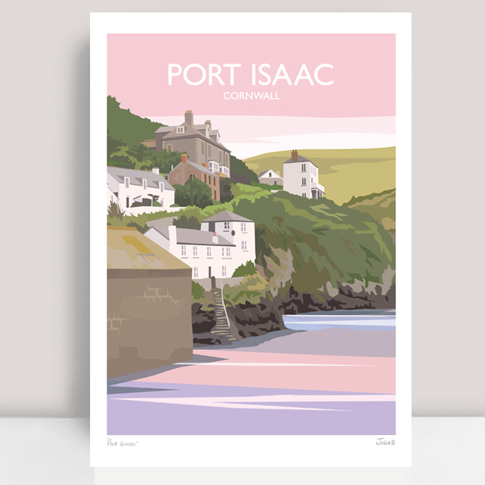 Pink Port Isaac travel print