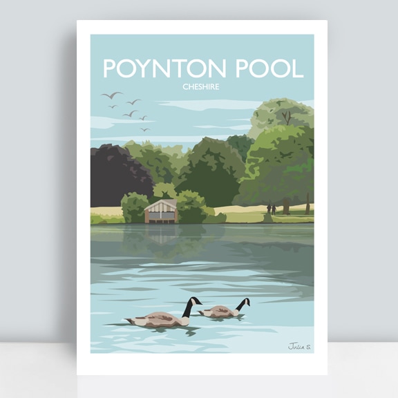 Poynton Pool in Stockport travel poster