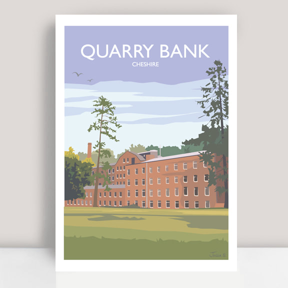Quarry Bank Mill art print from meadow lilac