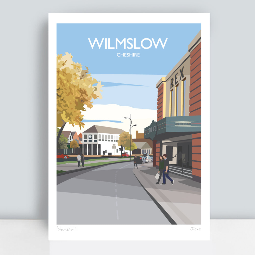 Wilmslow rex cinema and shops art print